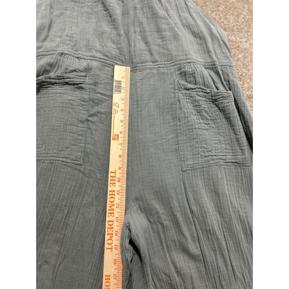 Natural Life Women's XL Dakota Tie Overall Gauze Grayish Blue Boho Wide Leg - Picture 3 of 10